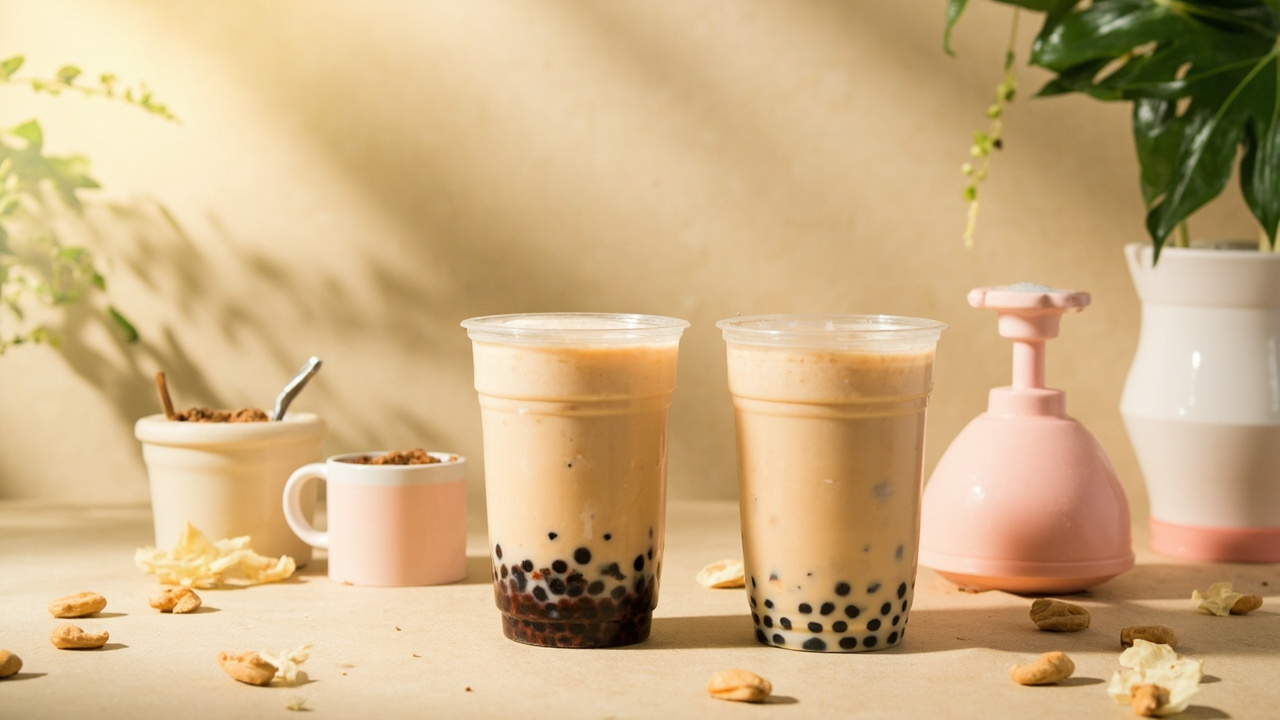 年轻人喝奶茶的场景